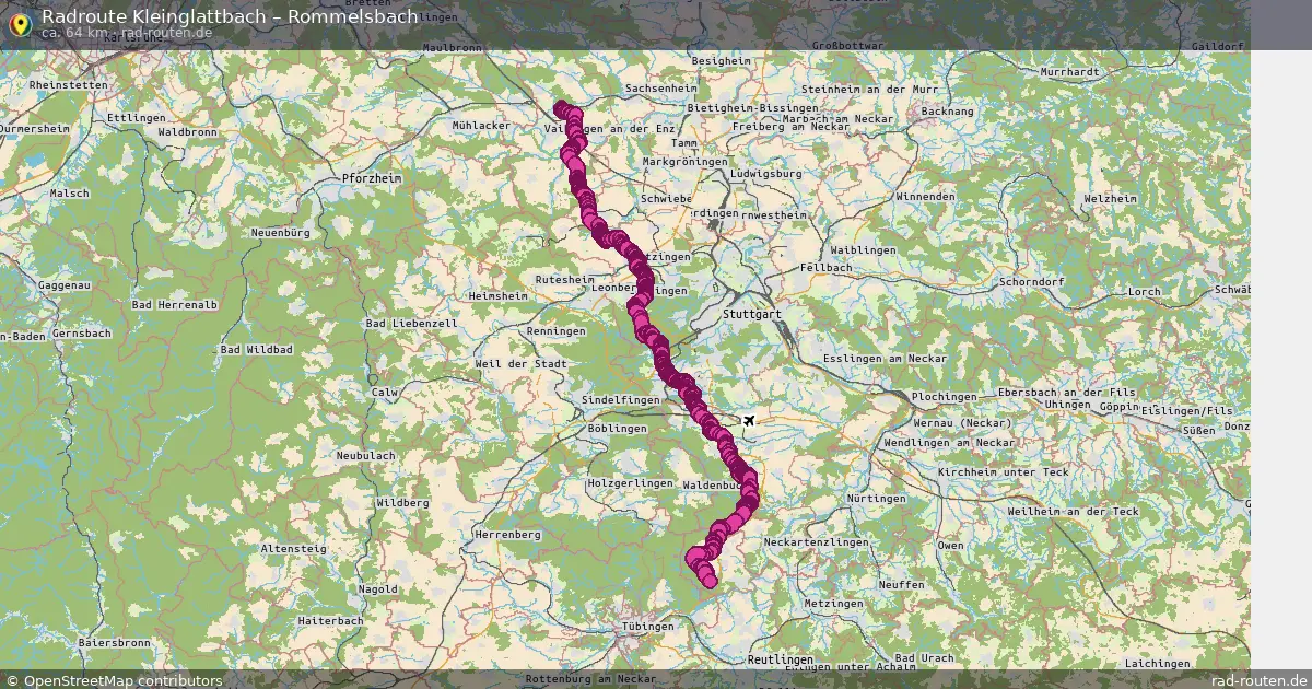 Fahrradroute Kleinglattbach – Rommelsbach (64 km) – Rad-Routen.de