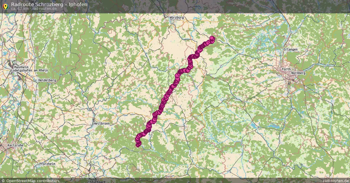 Fahrradroute Schmalfelden – Iphofen (65 km) – Rad-Routen.de