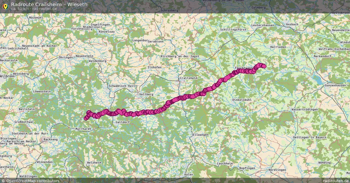 Fahrradroute Crailsheim – Wieseth (41 km) – Rad-Routen.de