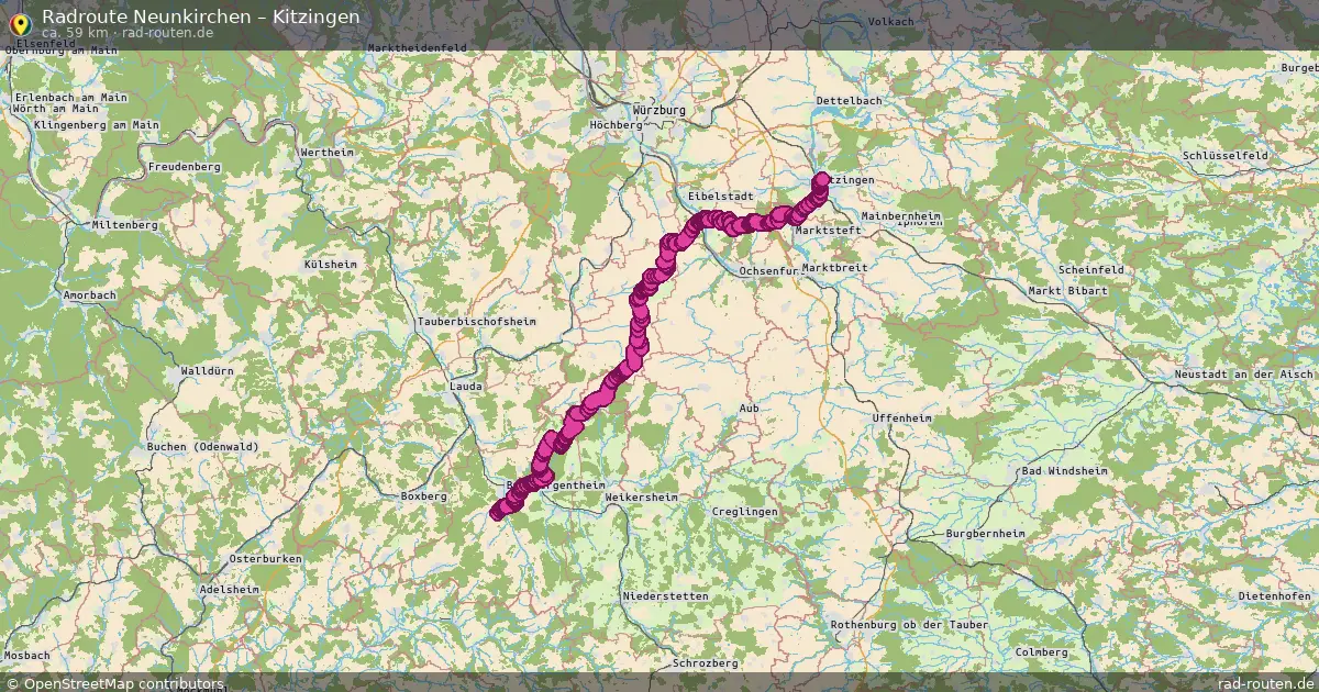 Fahrradroute Neunkirchen – Kitzingen (59 km) – Rad-Routen.de
