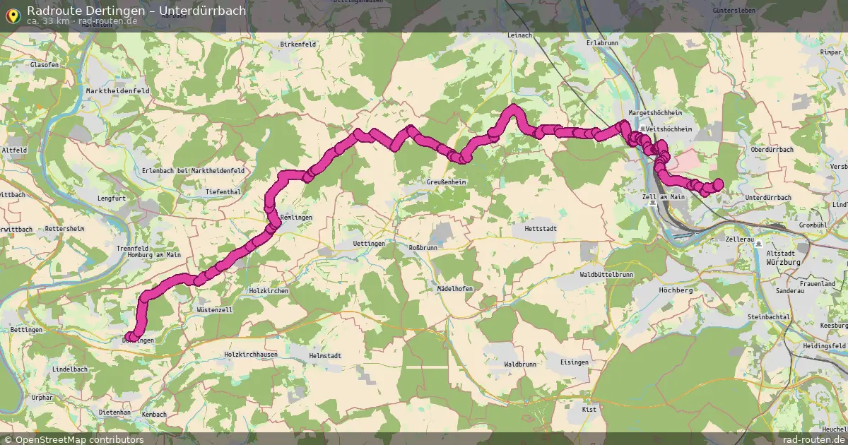 Fahrradroute Dertingen – Unterdürrbach (33 km) – Rad-Routen.de