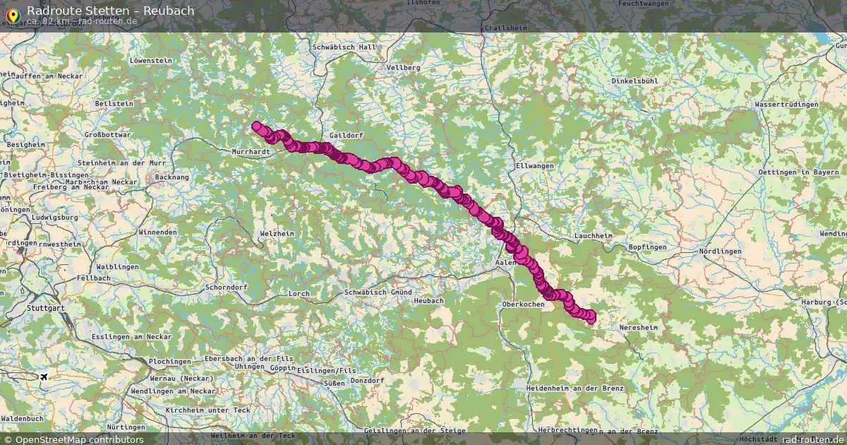 Fahrradroute Stetten – Stimpfach (50 km) – Rad-Routen.de