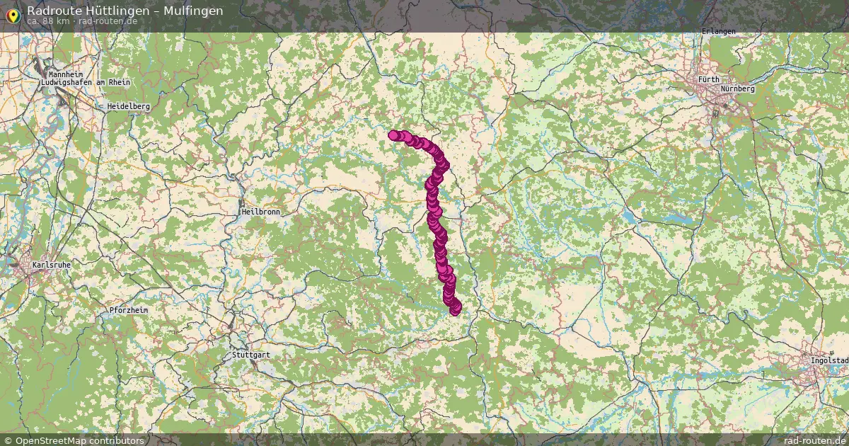 Fahrradroute Hüttlingen – Mulfingen (85 km) – Rad-Routen.de