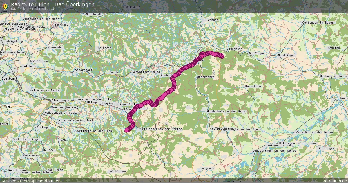 Fahrradroute Hülen – Bad Überkingen (64 km) – Rad-Routen.de