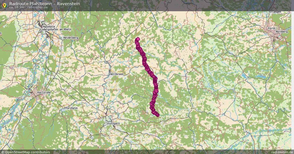 Fahrradroute Pfahlbronn – Ravenstein (98 km) – Rad-Routen.de