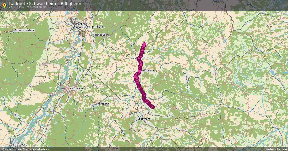 Fahrradroute Schwaikheim – Billigheim (81 km) – Rad-Routen.de
