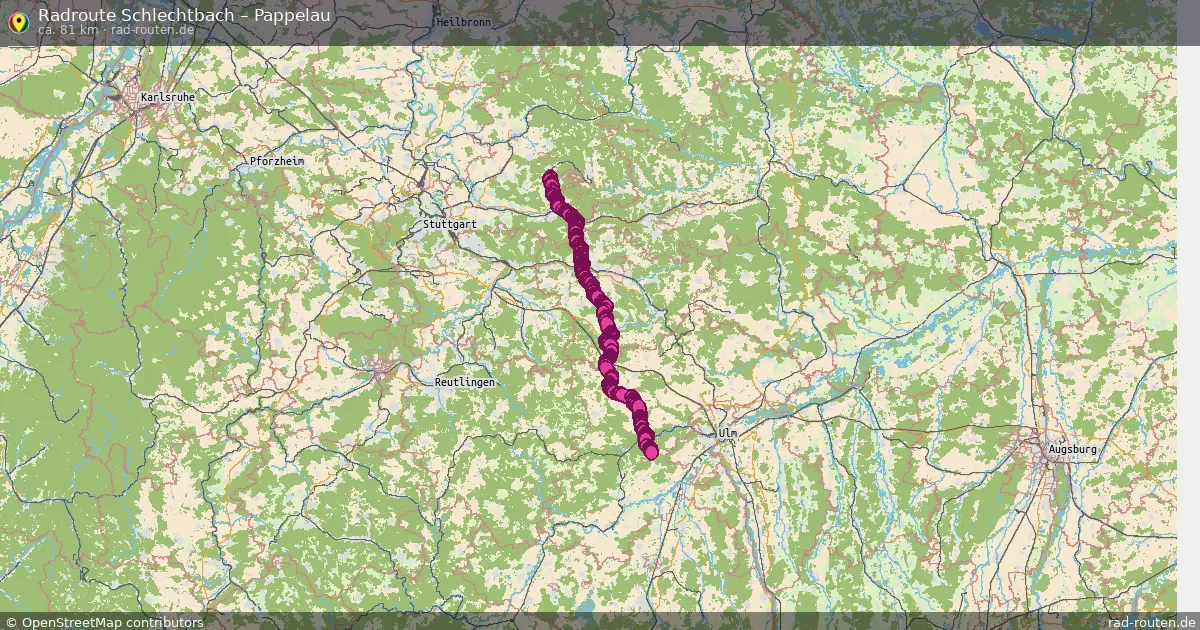 Fahrradroute Schlechtbach – Pappelau (81 km) – Rad-Routen.de
