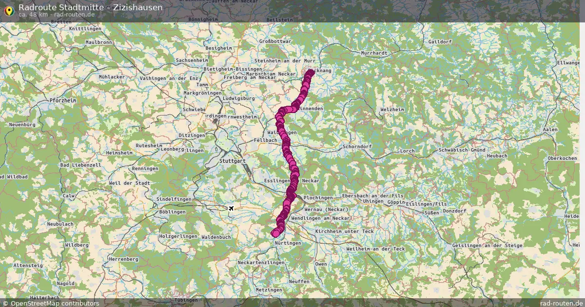 Radtour Stadtmitte – Zizishausen