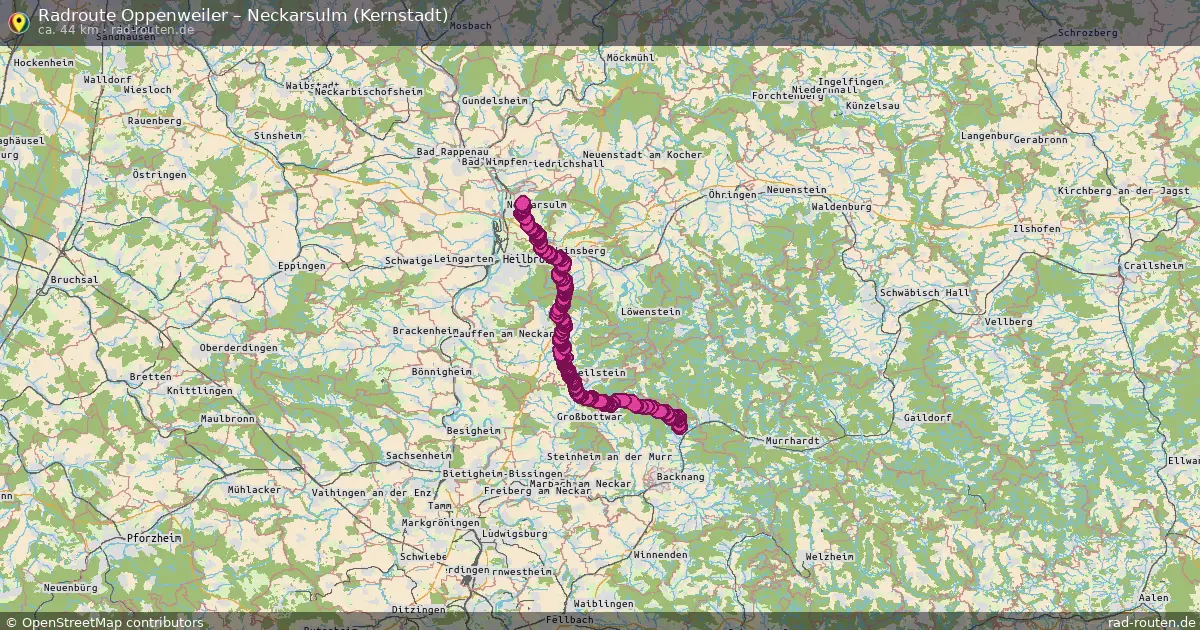 Radtour Oppenweiler – Neckarsulm (Kernstadt)