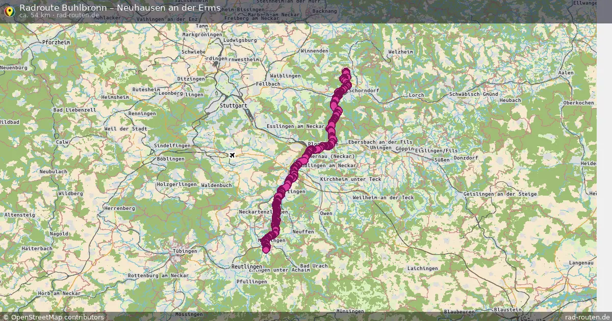 Fahrradroute Buhlbronn – Neuhausen An Der Erms (54 km) – Rad-Routen.de