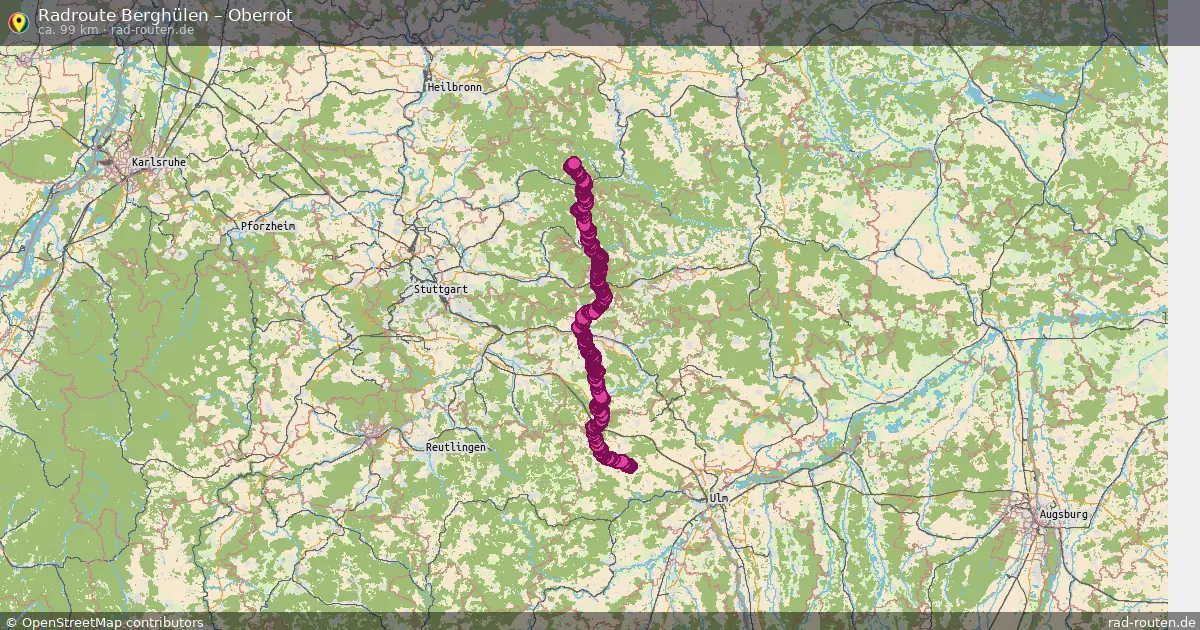 Fahrradroute Berghülen – Oberrot (99 km) – Rad-Routen.de