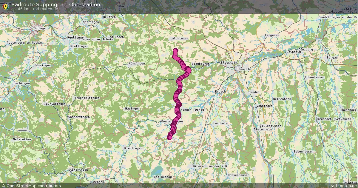 Fahrradroute Suppingen – Oberstadion (46 km) – Rad-Routen.de