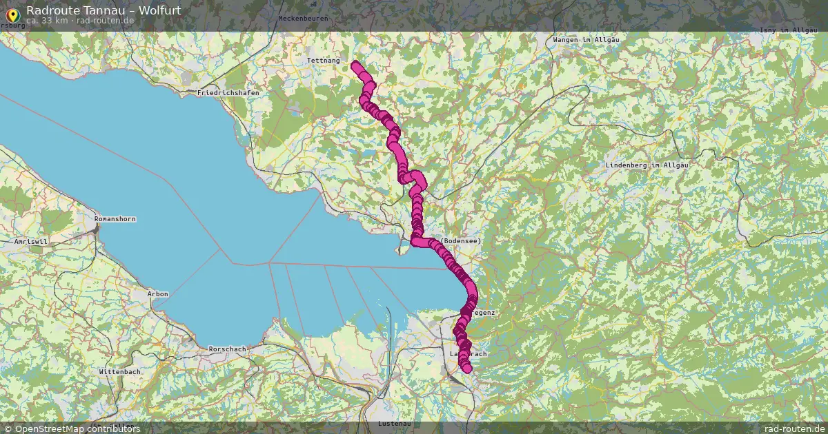 Fahrradroute Tannau – Wolfurt (33 km) – Rad-Routen.de