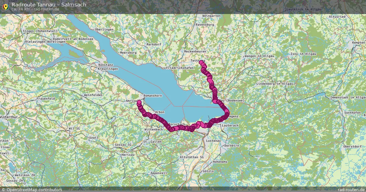 Fahrradroute Tannau – Salmsach (74 km) – Rad-Routen.de