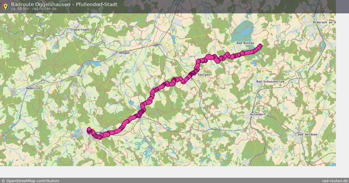 Fahrradroute Oggelshausen – Pfullendorf-Stadt (47 km) – Rad-Routen.de