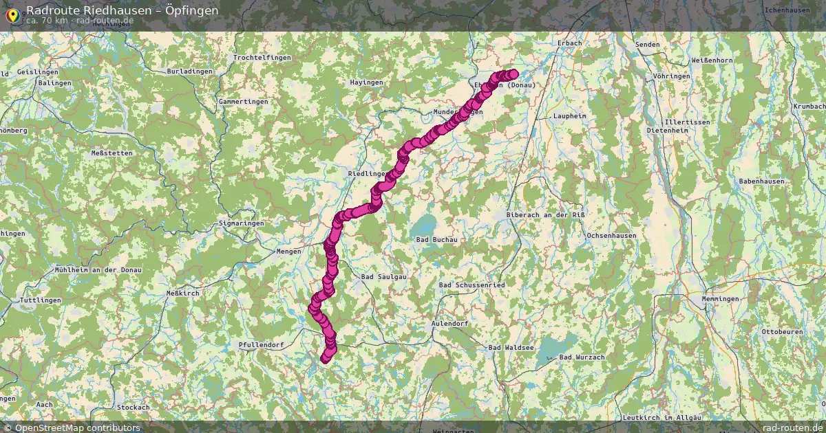 Fahrradroute Riedhausen – Öpfingen (70 km) – Rad-Routen.de