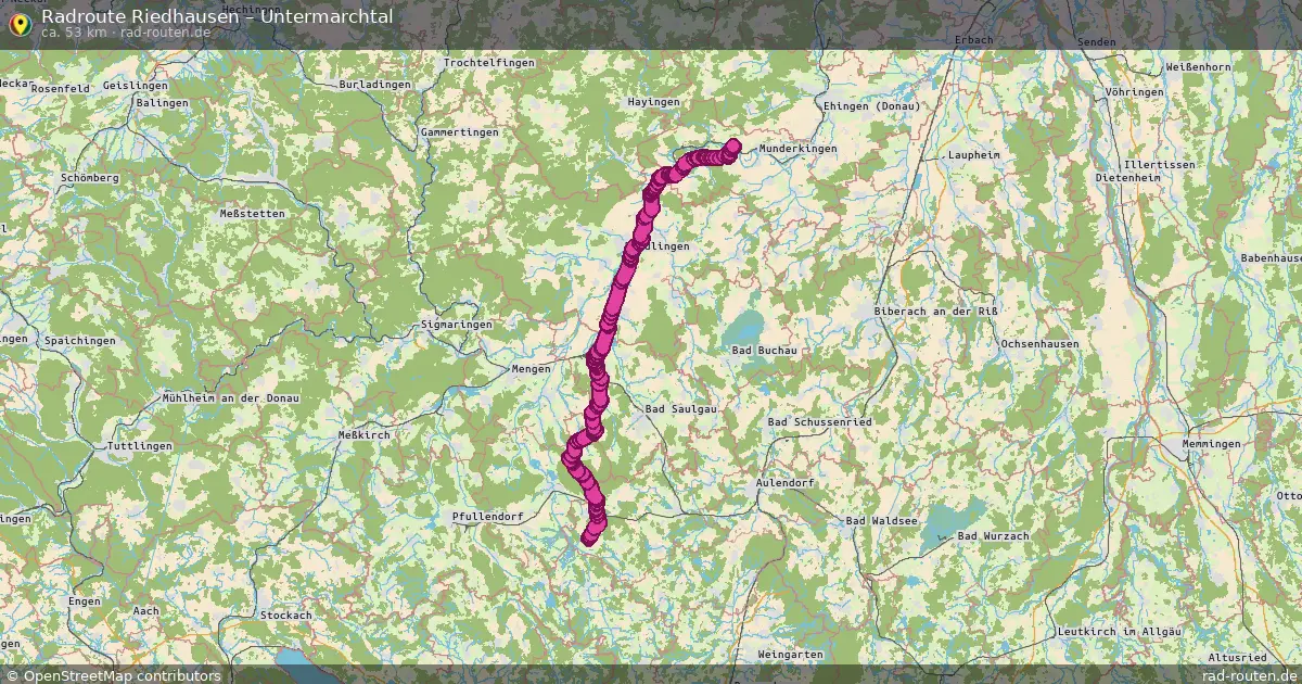 Fahrradroute Riedhausen – Untermarchtal (53 km) – Rad-Routen.de