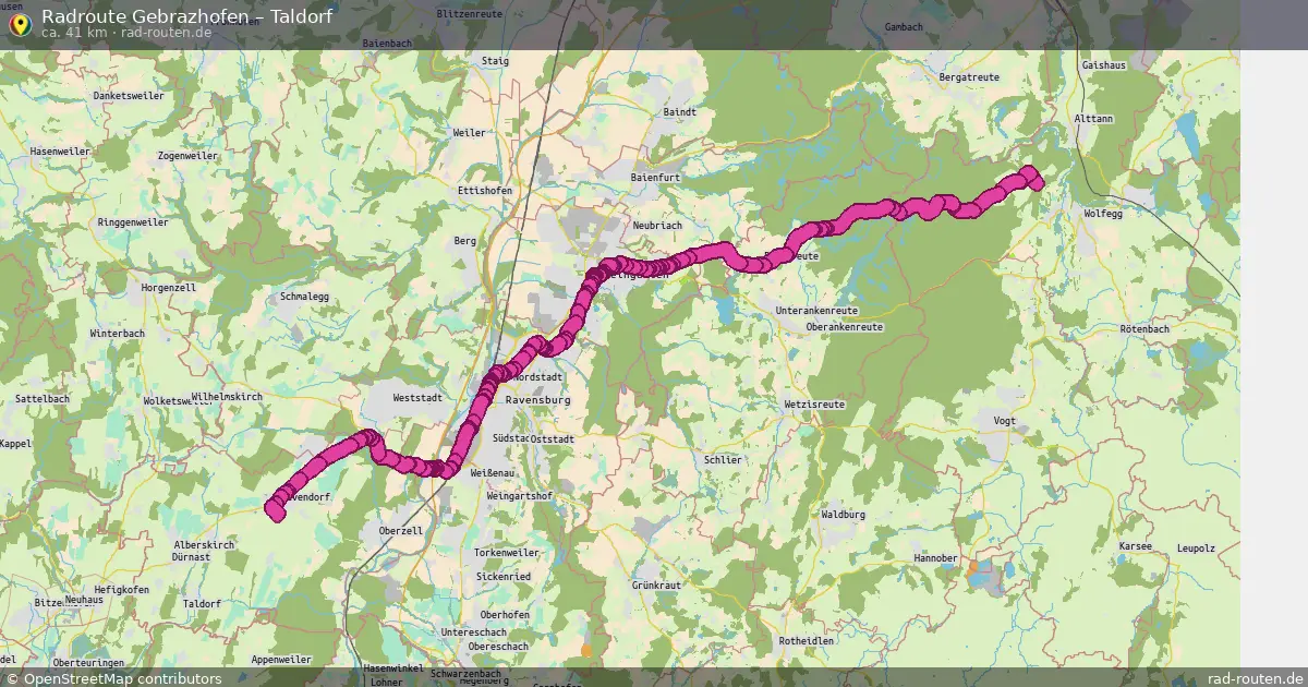 Fahrradroute Gebrazhofen – Taldorf (41 km) – Rad-Routen.de