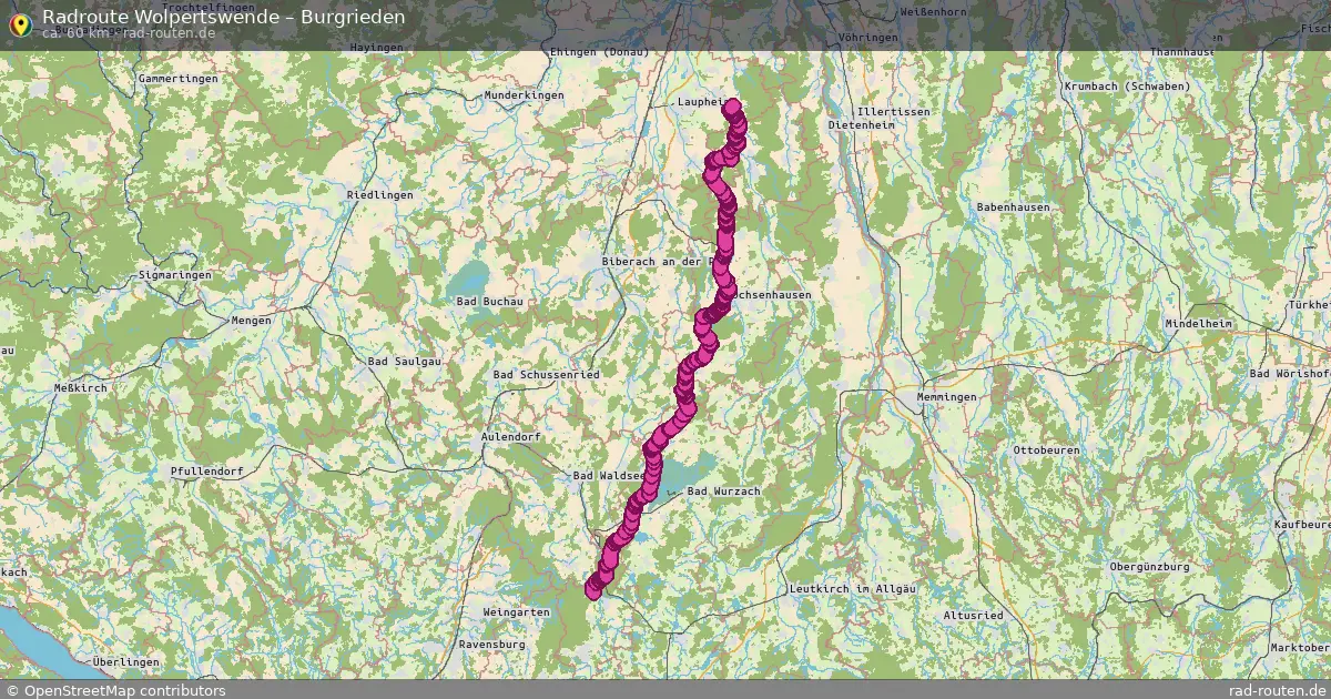 Fahrradroute Wuchzenhofen – Burgrieden (61 km) – Rad-Routen.de