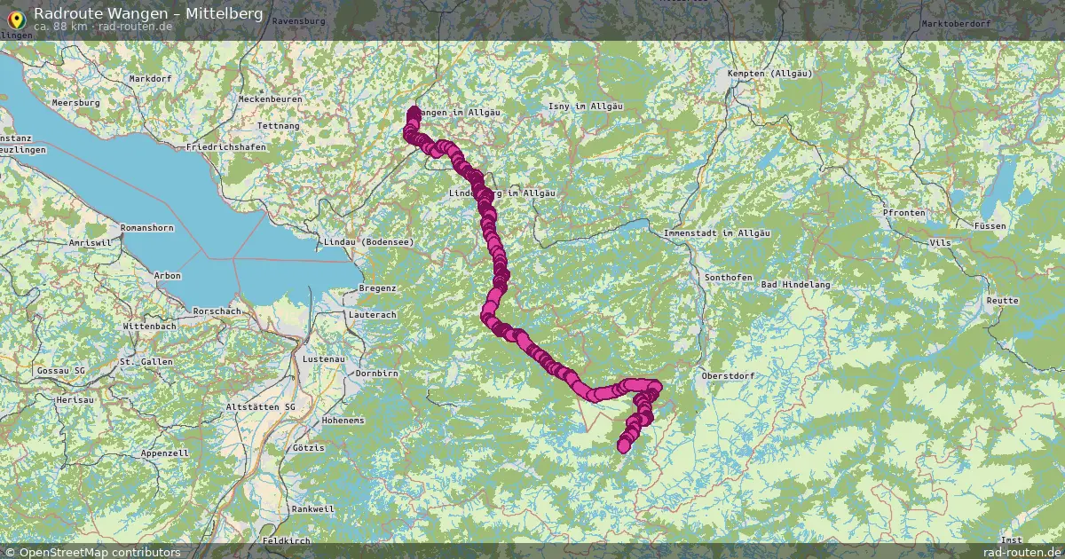 Fahrradroute Wangen – Mittelberg (88 km) – Rad-Routen.de