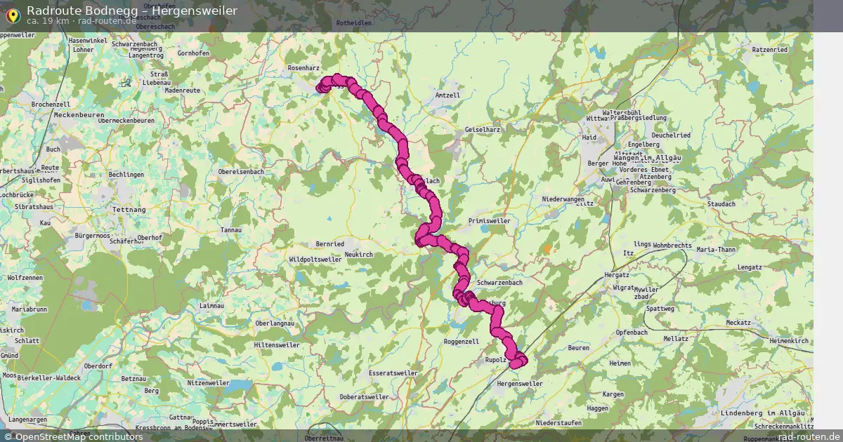Fahrradroute Bodnegg – Hergensweiler (19 km) – Rad-Routen.de