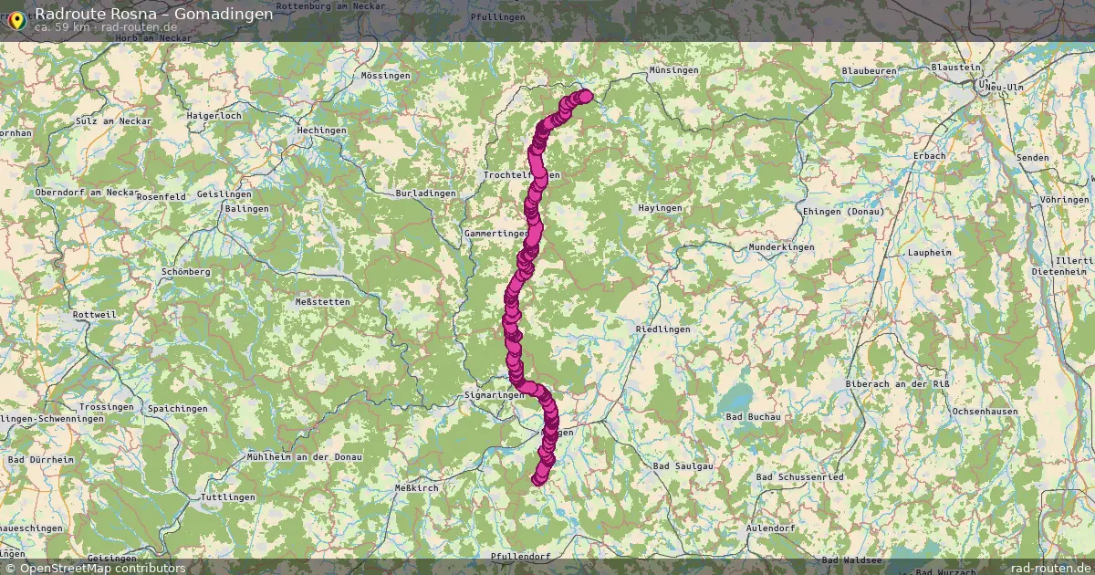 Fahrradroute Rosna – Gomadingen (59 km) – Rad-Routen.de