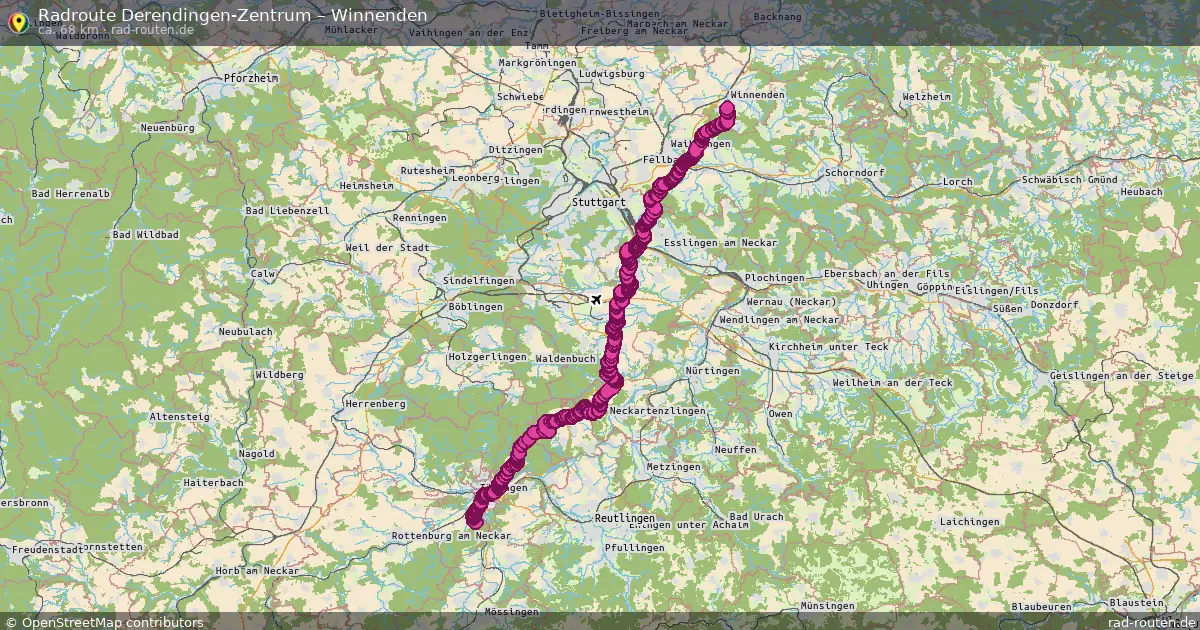 Fahrradroute Derendingen-Zentrum – Winnenden