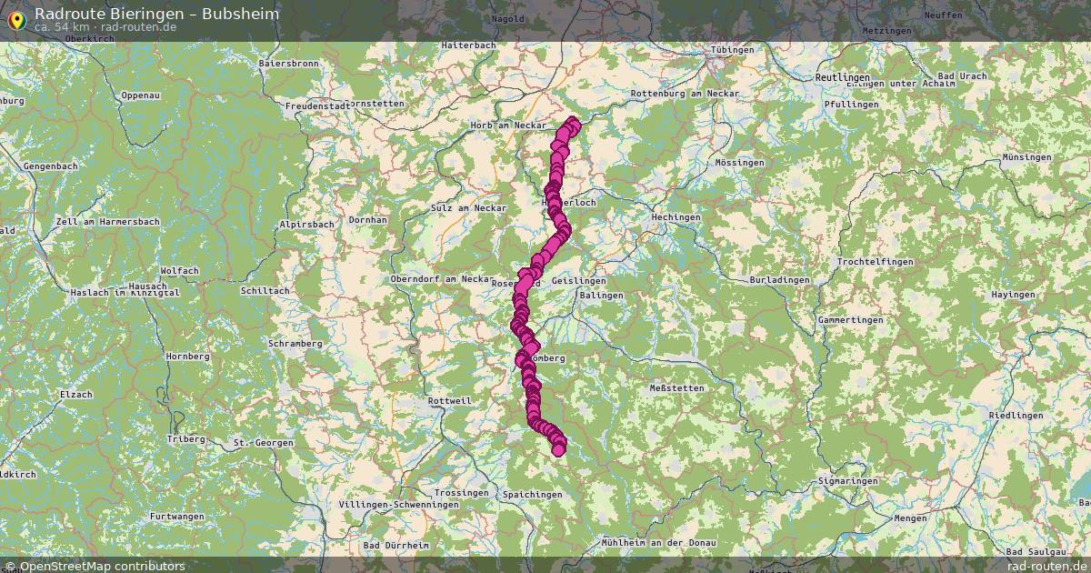 Fahrradroute Bieringen – Bubsheim (54 km) – Rad-Routen.de