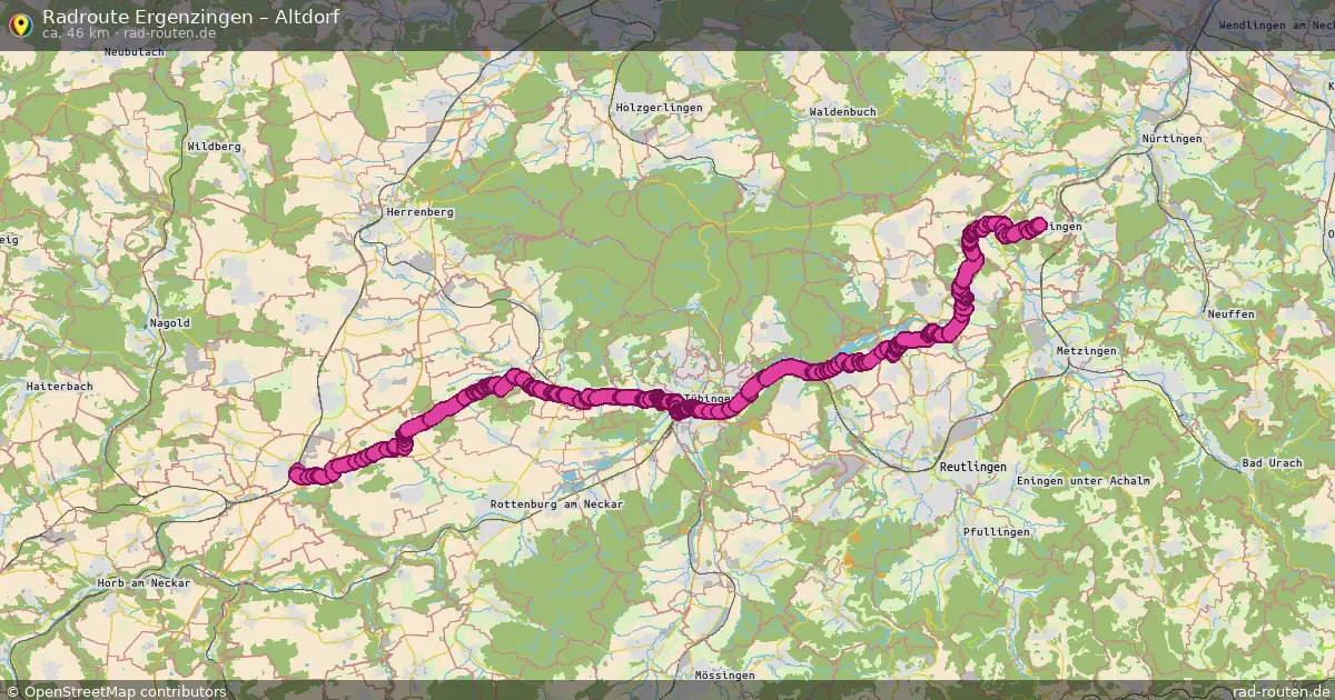 Fahrradroute Ergenzingen – Altdorf (46 km) – Rad-Routen.de