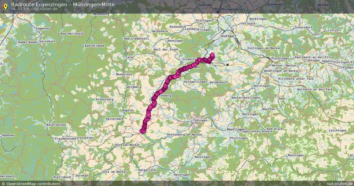 Fahrradroute Ergenzingen – Möhringen-Mitte (47 km) – Rad-Routen.de