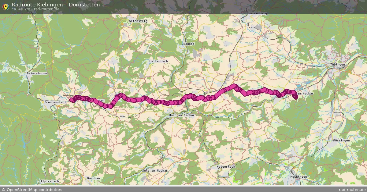 Fahrradroute Kiebingen – Dornstetten (46 km) – Rad-Routen.de