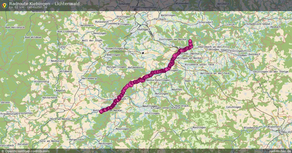 Fahrradroute Kiebingen – Lichtenwald (62 km) – Rad-Routen.de