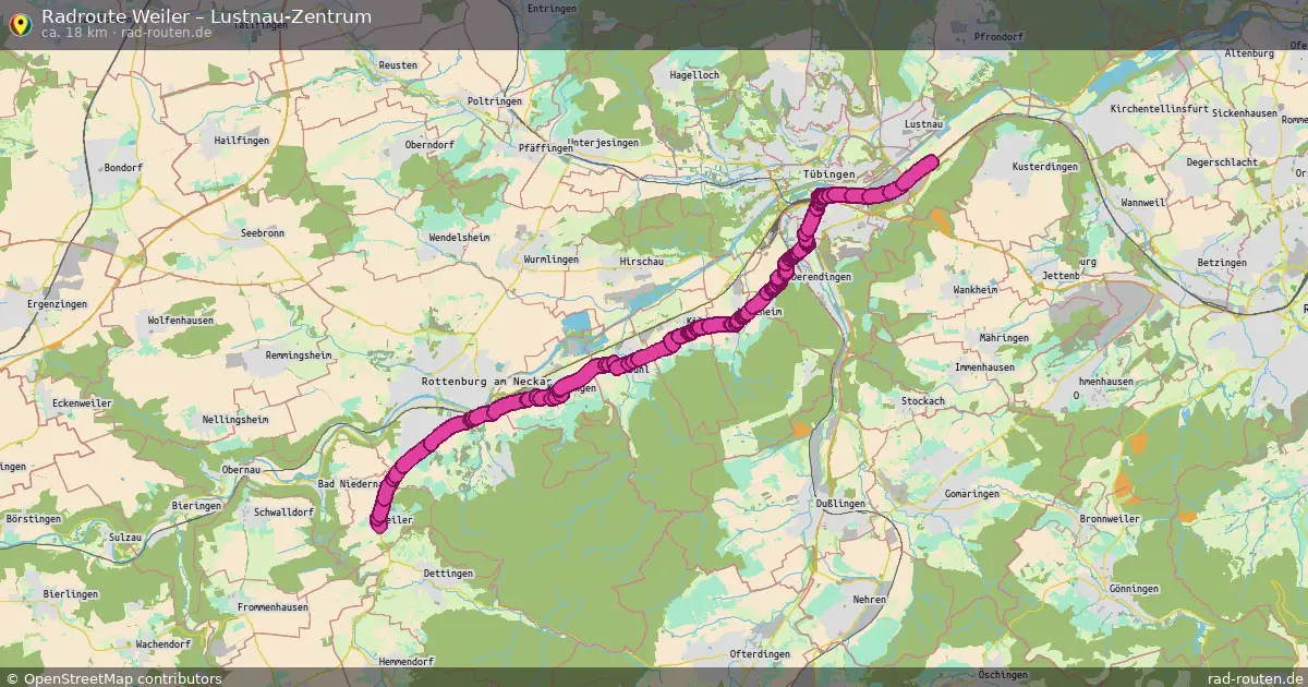 Fahrradroute Weiler – Lustnau-Zentrum (18 km) – Rad-Routen.de