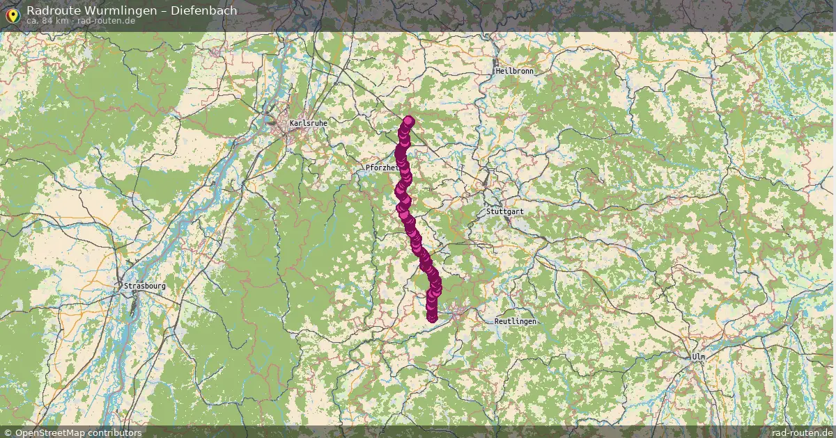 Fahrradroute Wurmlingen – Diefenbach (84 km) – Rad-Routen.de