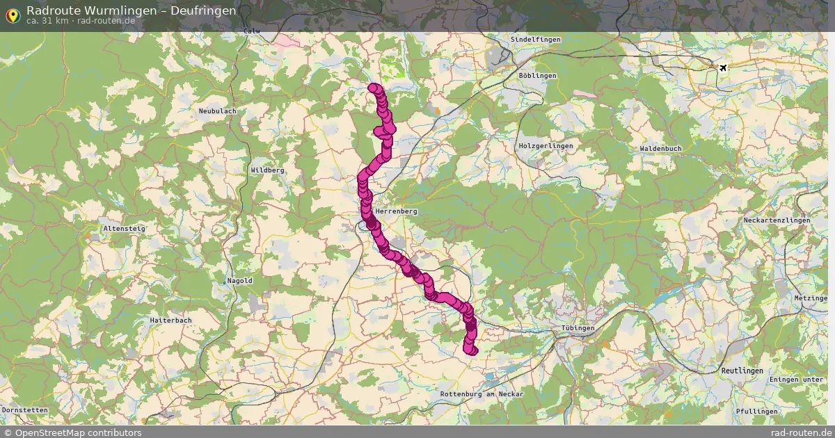 Fahrradroute Wurmlingen – Deufringen (31 km) – Rad-Routen.de