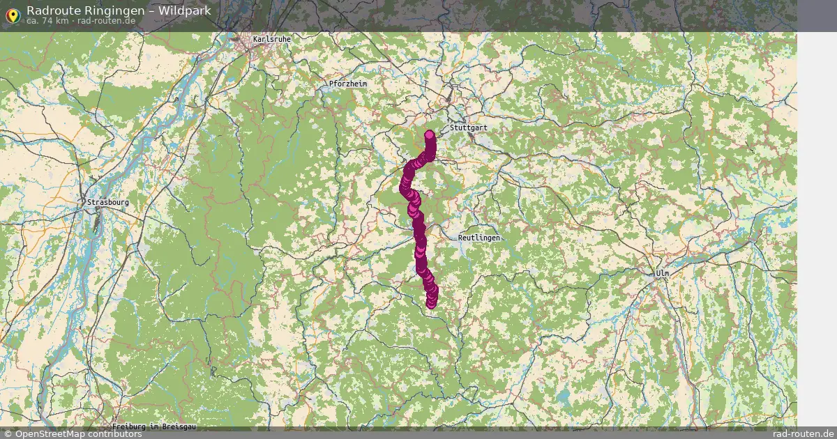 Fahrradroute Ringingen – Wildpark (74 km) – Rad-Routen.de