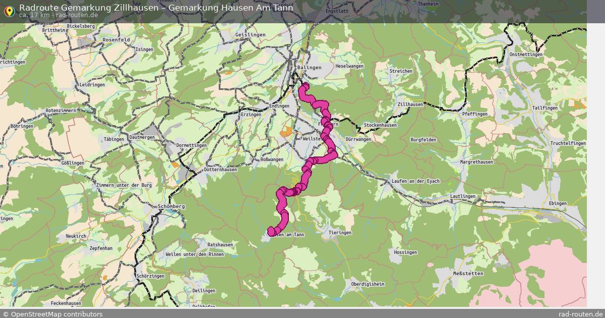 Fahrradroute Gemarkung Zillhausen – Gemarkung Hausen Am Tann