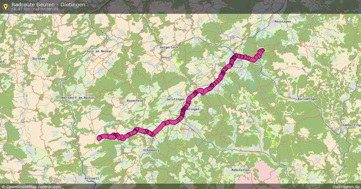 Fahrradroute Beuren – Dietingen (47 km) – Rad-Routen.de