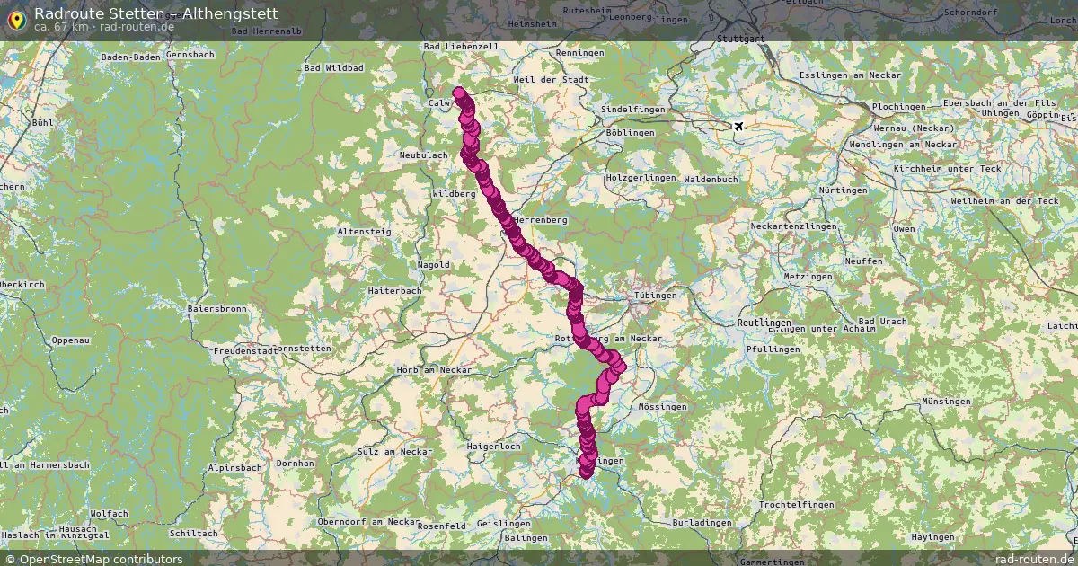 Fahrradroute Stetten – Althengstett (67 km) – Rad-Routen.de