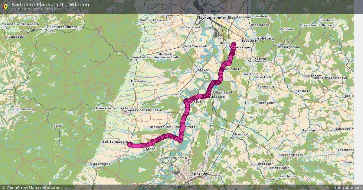 Fahrradroute von Plankstadt nach Winden