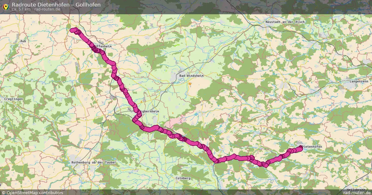 Fahrradroute Dietenhofen – Gollhofen (57 km) – Rad-Routen.de