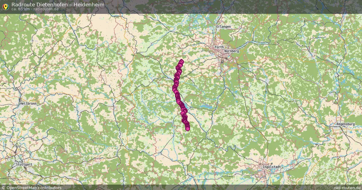 Fahrradroute Dietenhofen – Heidenheim (65 km) – Rad-Routen.de