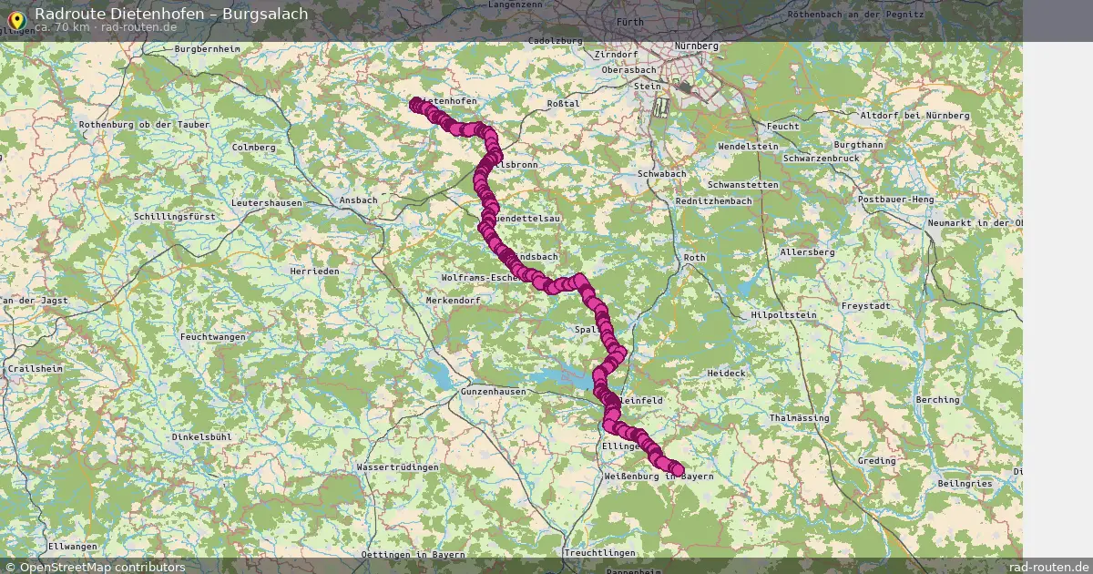 Fahrradroute Dietenhofen – Burgsalach (70 km) – Rad-Routen.de