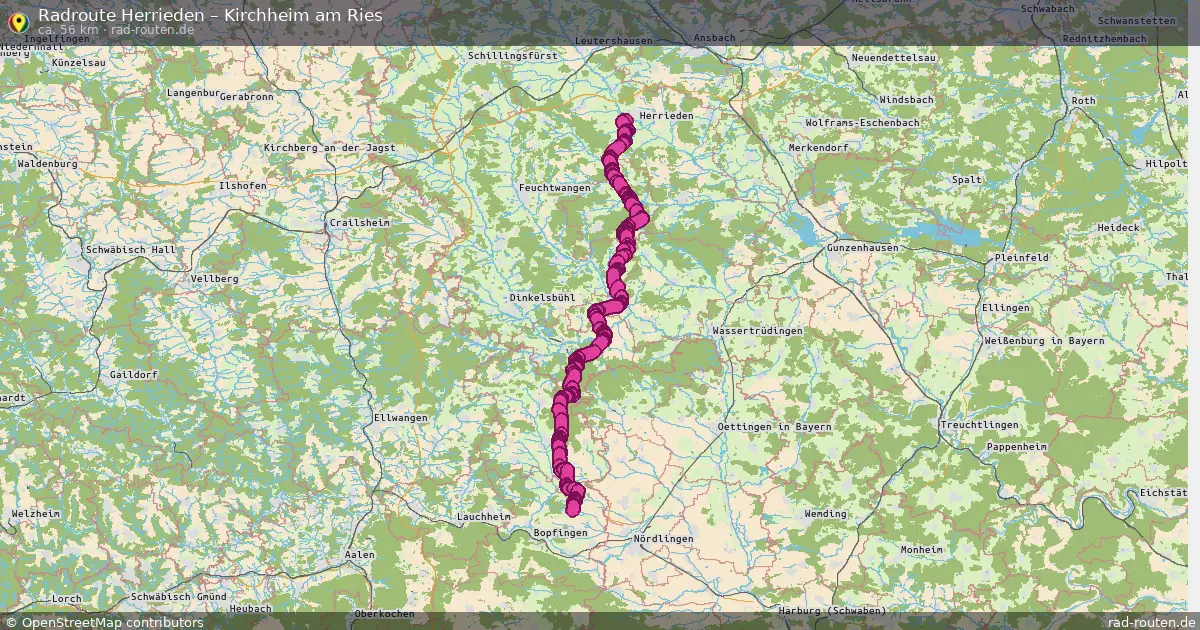 Fahrradroute Herrieden – Kirchheim Am Ries (56 km) – Rad-Routen.de