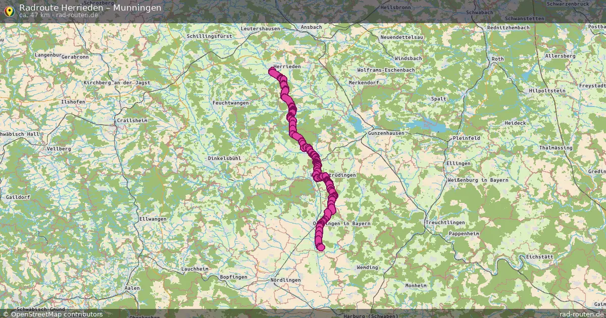 Fahrradroute Herrieden – Munningen (47 km) – Rad-Routen.de