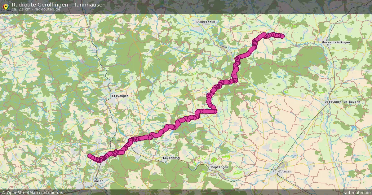 Fahrradroute Gerolfingen – Unterwilflingen (22 km) – Rad-Routen.de