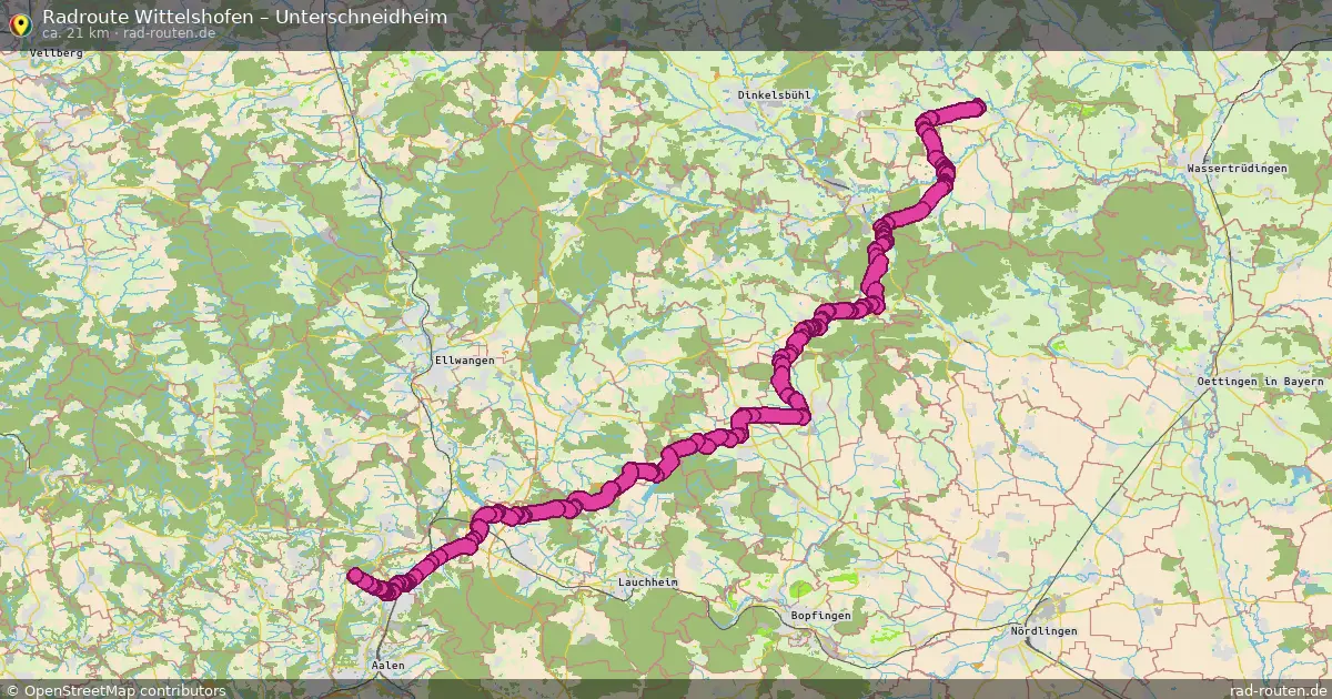 Fahrradroute Wittelshofen – Unterschneidheim (21 km) – Rad-Routen.de