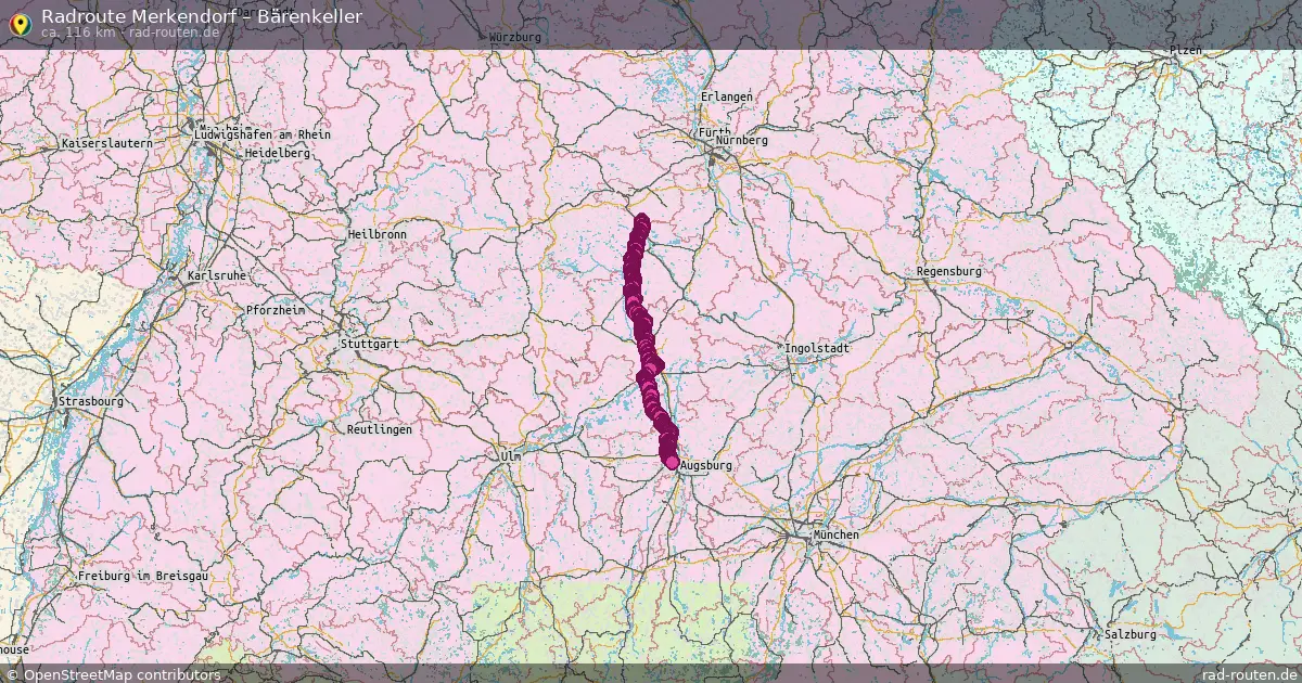 Fahrradroute Merkendorf – Bärenkeller (125 km) – Rad-Routen.de