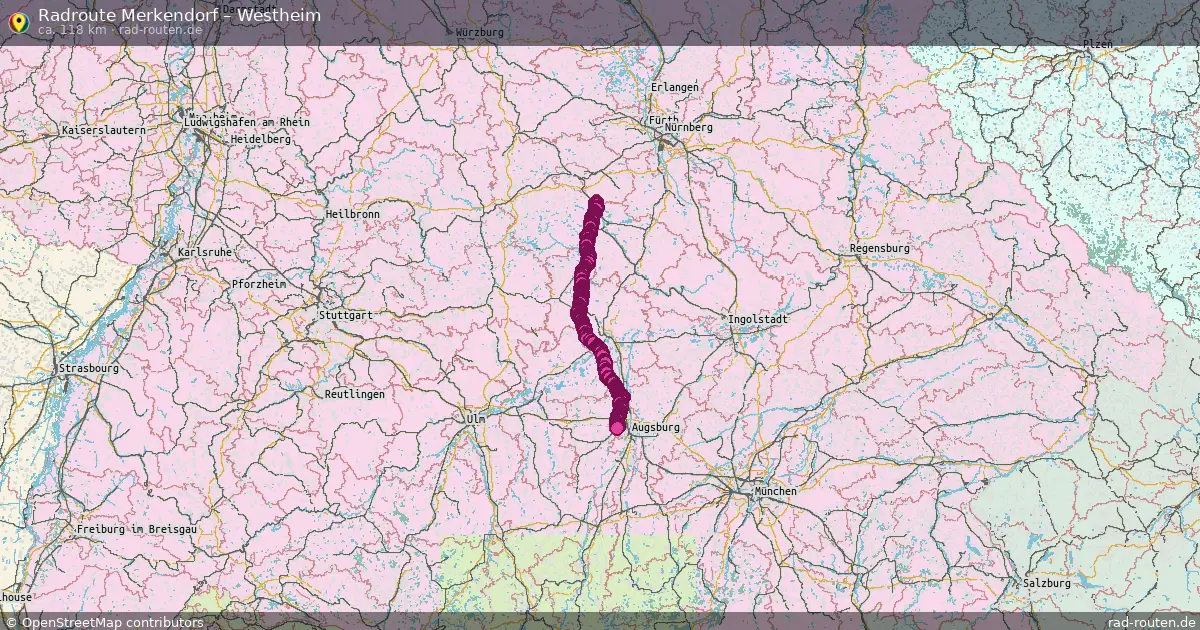 Fahrradroute Merkendorf – Westheim (121 km) – Rad-Routen.de