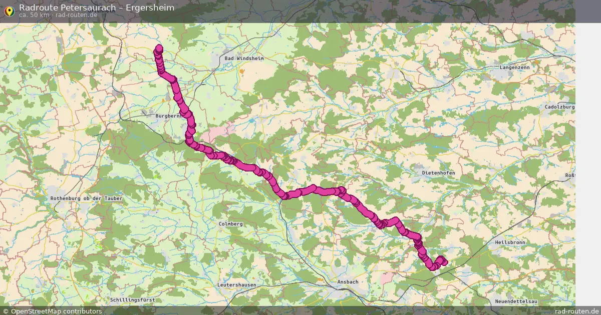 Fahrradroute Petersaurach – Ergersheim (48 km) – Rad-Routen.de